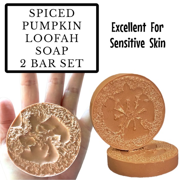 Effervescent Bubbles Other - 2 Bars, Pumpkin Luffa, Loofah Spice Soap, Handmade, ( PRICE IS FIRM )